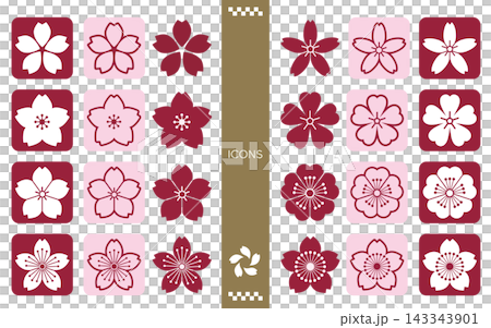 Cherry Blossom Japanese Style Icon Set | Traditional Japanese Patterns and Designs in the Style of Cherry Blossom Crests, Flower Crests, and Family Crests Cherry Blossom Japanese Style Icon Set | Traditional Japanese Patterns and Designs in the Style of Cherry Blossom Crests, Flower Crests, and Family Crests 143343901