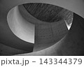 Abstract Spiral Concrete Architecture Interior With Curved Ramp And Circular Skylight Minimalist Monochrome 143344379