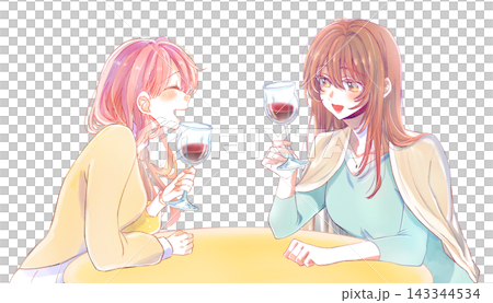 Two women drinking wine Two women drinking wine 143344534