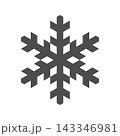 This design depicts a snowflake icon in a flat, geometrical style. The silhouette captures the essence of winter, showcasing the unique shape of a snow flake. 143346981