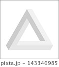 An artistic representation of a Penrose triangle, a geometric figure that creates an optical illusion of an impossible object. The design emphasizes sharp angles and clean lines. 143346985