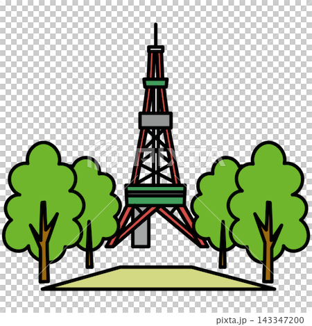 A simple drawing of Sapporo TV Tower using thick lines; landscape, color. A simple drawing of Sapporo TV Tower using thick lines; landscape, color. 143347200