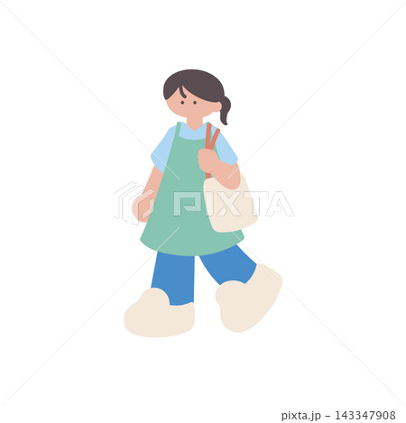 介護職員カバンを持って歩く女性人物手描きベクターイラスト 介護職員カバンを持って歩く女性人物手描きベクターイラスト 143347908