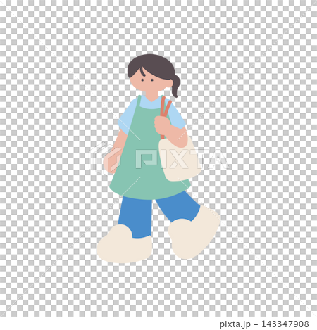 介護職員カバンを持って歩く女性人物手描きベクターイラスト 介護職員カバンを持って歩く女性人物手描きベクターイラスト 143347908