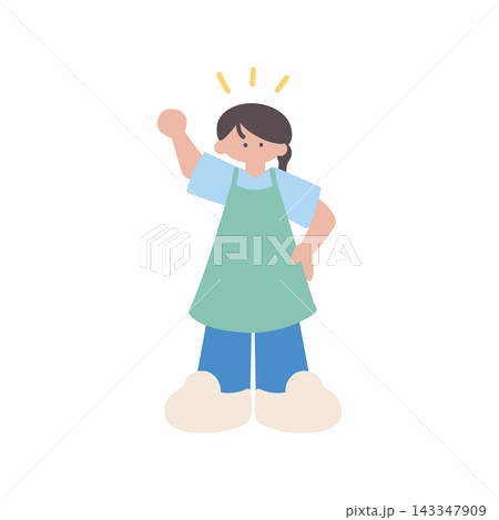 介護職員ガッツポーズする女性人物手描きベクターイラスト 介護職員ガッツポーズする女性人物手描きベクターイラスト 143347909