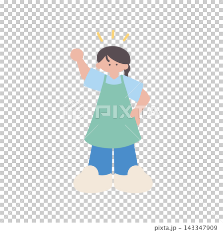 介護職員ガッツポーズする女性人物手描きベクターイラスト 介護職員ガッツポーズする女性人物手描きベクターイラスト 143347909