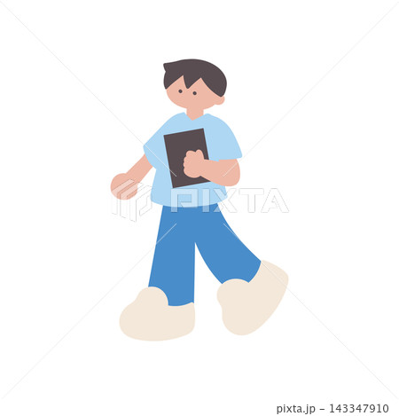 介護職員資料を持って歩く男性人物手描きベクターイラスト 介護職員資料を持って歩く男性人物手描きベクターイラスト 143347910