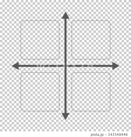 Simple 4-quadrant matrix diagram with dotted box and arrow chart Simple 4-quadrant matrix diagram with dotted box and arrow chart 143348446