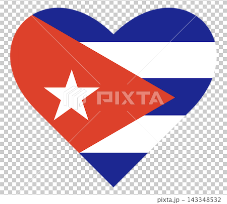 Flag of Cuba isolated in heart shape. Flag of Cuba isolated in heart shape. 143348532