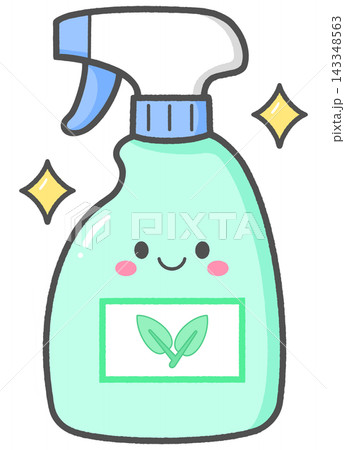 Cute Smiling Organic Cleaning Spray Bottle Character 143348563