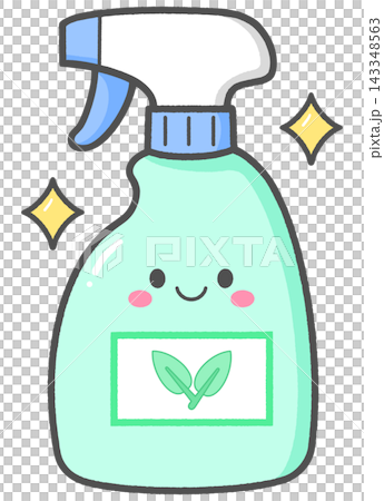 Cute Smiling Organic Cleaning Spray Bottle Character 143348563