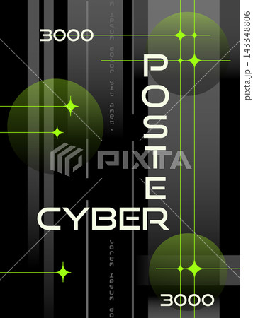 Futuristic Green and Black Sci-Fi Poster with Abstract Digital Space Composition 143348806