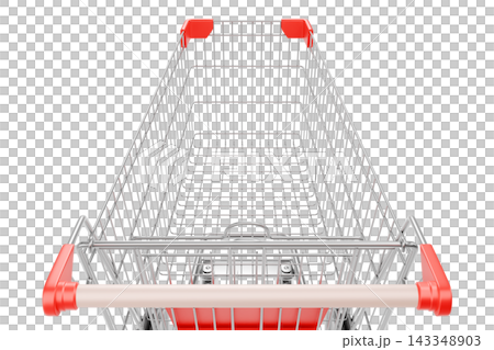 First-Person View of Shopping Cart on Isolated White Background, Empty Retail Trolley, 3D Render First-Person View of Shopping Cart on Isolated White Background, Empty Retail Trolley, 3D Render 143348903