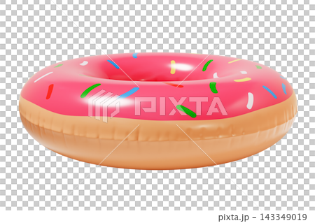 Donut Inflatable Swim Ring, Summer Pool Float Isolated on White Background. 3d rendering Donut Inflatable Swim Ring, Summer Pool Float Isolated on White Background. 3d rendering 143349019