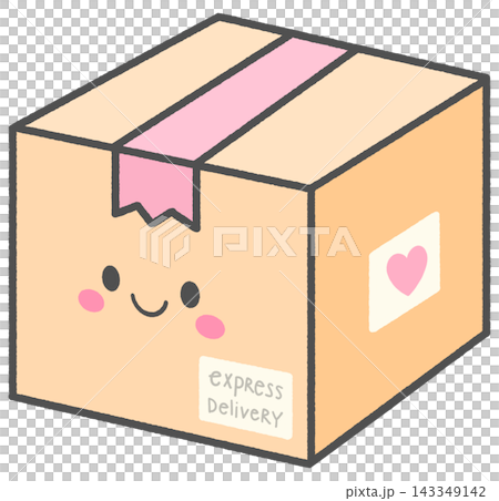 Cute Smiling Parcel Box Character for Express Delivery Cute Smiling Parcel Box Character for Express Delivery 143349142