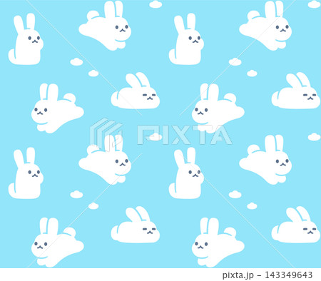 Cute bunnies pattern on blue background Cute bunnies pattern on blue background 143349643