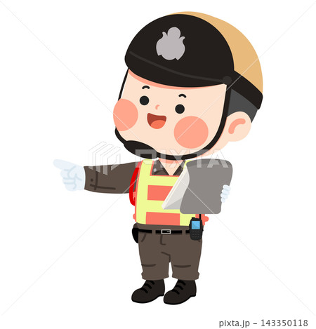 Traffic Police Officer Pointing and Holding Clipboard Safety Inspection Professional Uniform Traffic Police Officer Pointing and Holding Clipboard Safety Inspection Professional Uniform 143350118