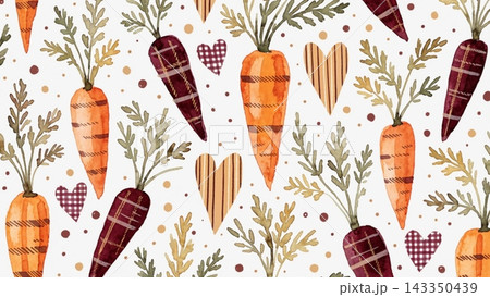 Carrots and hearts on background 143350439