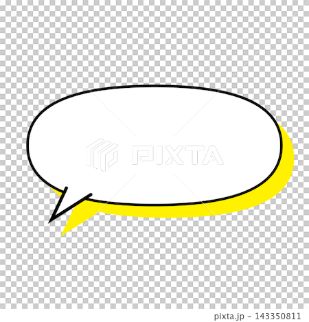 シンプルな横長楕円形の吹き出しイラスト 白背景 143350811