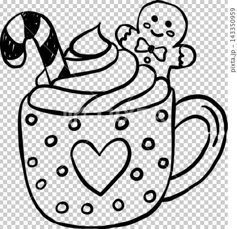 Christmas Mug with Candy Cane and Gingerbread Cookie Christmas Mug with Candy Cane and Gingerbread Cookie 143350959