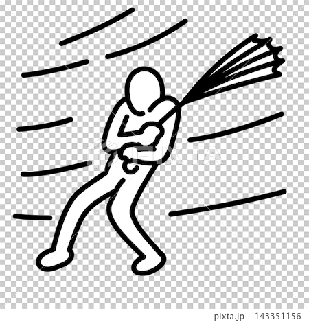 棒人間シリーズで風で傘が捲れてしまった人 143351156