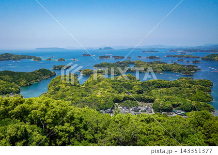 展海峰から望む九十九島の美しい海と島々 143351377