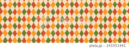 Organic uneven red, green and yellow autumn rhombus vector seamless pattern, Warm diamond shapes design for Thanksgiving and fall backgrounds 143351441