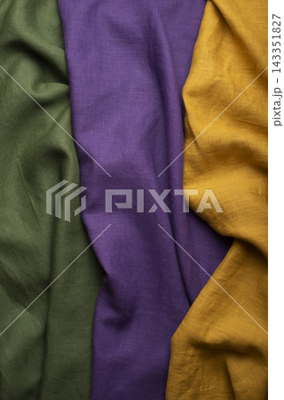 Curry Yellow Olive Green Purple Linen Fabric Swatches Curry Yellow Olive Green Purple Linen Fabric Swatches 143351827
