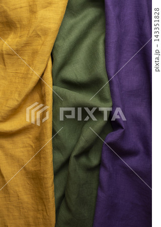 Curry Yellow Olive Green Purple Linen Fabric Swatches Curry Yellow Olive Green Purple Linen Fabric Swatches 143351828