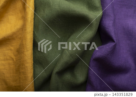 Curry Yellow Olive Green Purple Linen Fabric Swatches 143351829