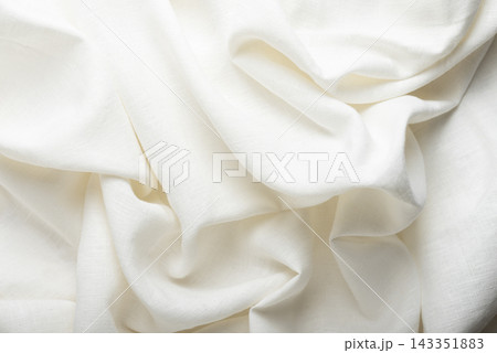 Draped Off White Linen Fabric Background Draped Off White Linen Fabric Background 143351883