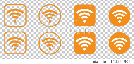 wi-fi・無線LANマークアイコン黄色 143351906