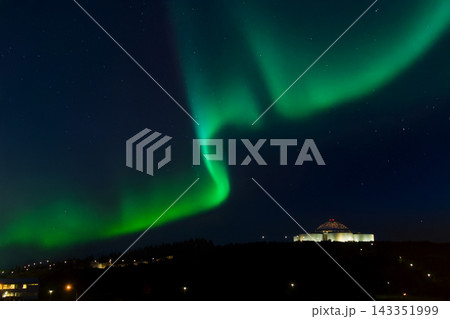 Aurora Borealis over the Perlan on Oskjuhlid Hill in Reykjavik - Iceland Aurora Borealis over the Perlan on Oskjuhlid Hill in Reykjavik - Iceland 143351999