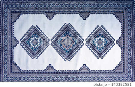 Intricate Hand-Woven Tunisian Carpet with Vintage Design 143352581