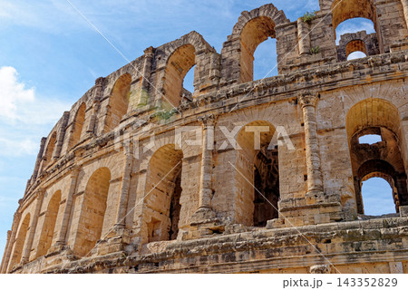MultiTiered Arched Facade and Corinthian Pillars at El Jem Roman Amphitheatre 143352829