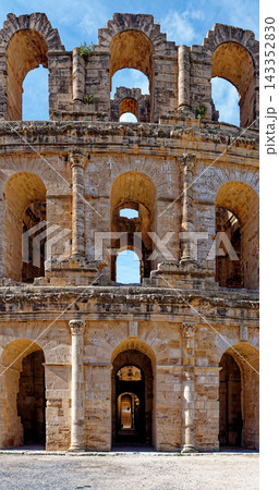 MultiTiered Arched Facade and Corinthian Pillars at El Jem Roman Amphitheatre 143352830