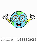 Happy earth mascot with glasses giving thumbs up 143352928