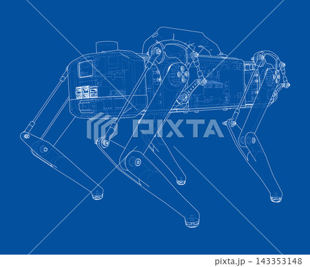 robotic dog blueprint illustration. Vector 143353148