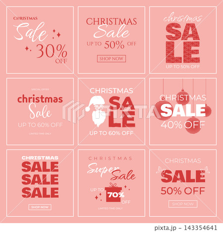 Set of Christmas sale templates. Various sale banners for Christmas season. Vector illustration 143354641