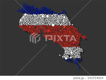 Silhouette map Costa Rica, flag from color dots Silhouette map Costa Rica, flag from color dots 143354924