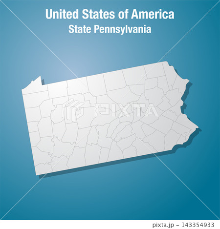 Pennsylvania state divided into counties, the USA 143354933