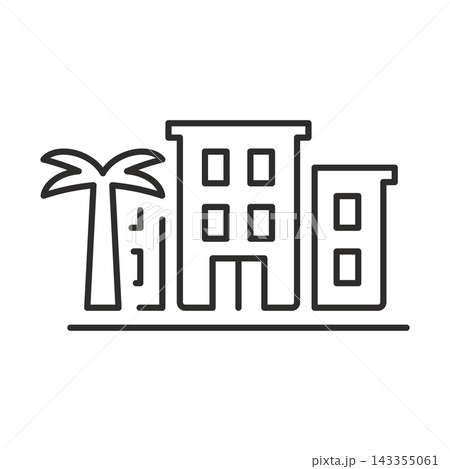flat hotel icon, vacation symbol 143355061