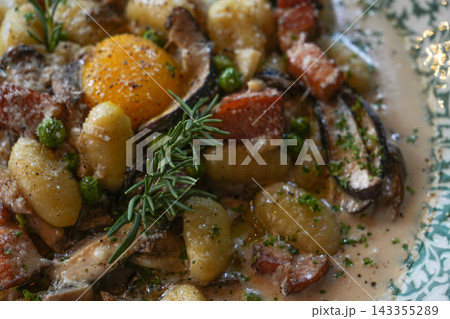 Rich and Creamy Italian Porcini Mushroom Gnocchi Pasta 143355289