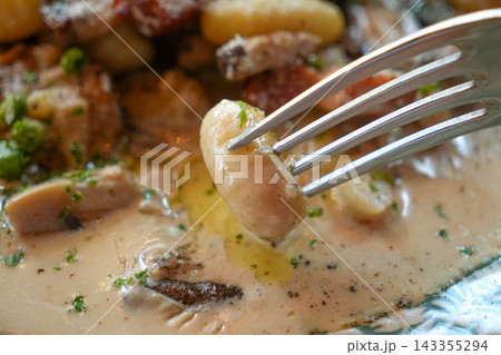 Rich and Creamy Italian Porcini Mushroom Gnocchi Pasta Rich and Creamy Italian Porcini Mushroom Gnocchi Pasta 143355294