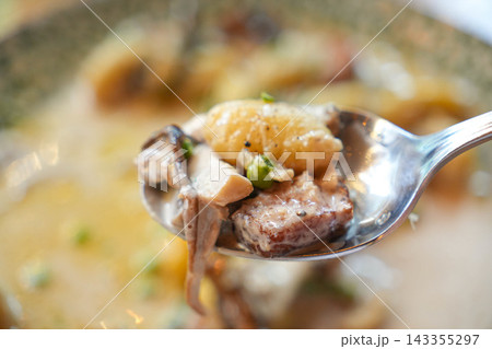 Rich and Creamy Italian Porcini Mushroom Gnocchi Pasta 143355297