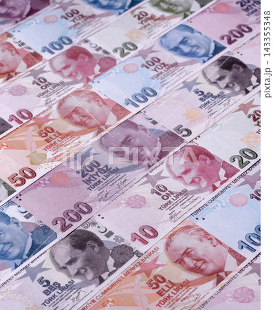 Turkey paper money, lira banknotes and coins as currency for exchange. Turkey money Turkey paper money, lira banknotes and coins as currency for exchange. Turkey money 143355348