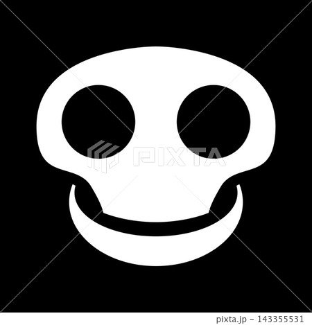 simple cartoon caricature skull, black and white vector tattoo illustration, isolated on black simple cartoon caricature skull, black and white vector tattoo illustration, isolated on black 143355531