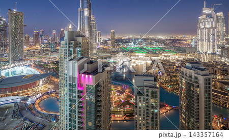 Dubai downtown day to night timelapse 143357164