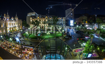 Square with Grand Casino in Monte Carlo day to night timelapse, Monaco. historical building Square with Grand Casino in Monte Carlo day to night timelapse, Monaco. historical building 143357386