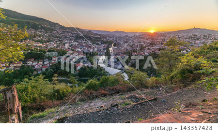Sunset view of Sarajevo from most popular panoramic spot in Sarajevo timelapse. Sunset view of Sarajevo from most popular panoramic spot in Sarajevo timelapse. 143357428